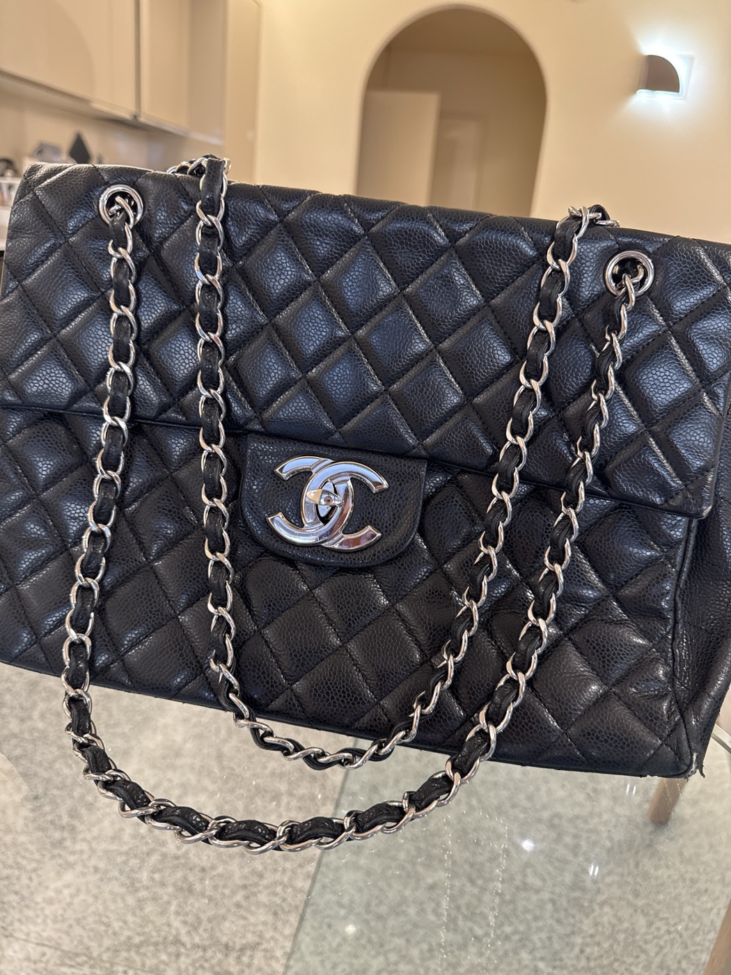Chanel Timeless bag with silver details