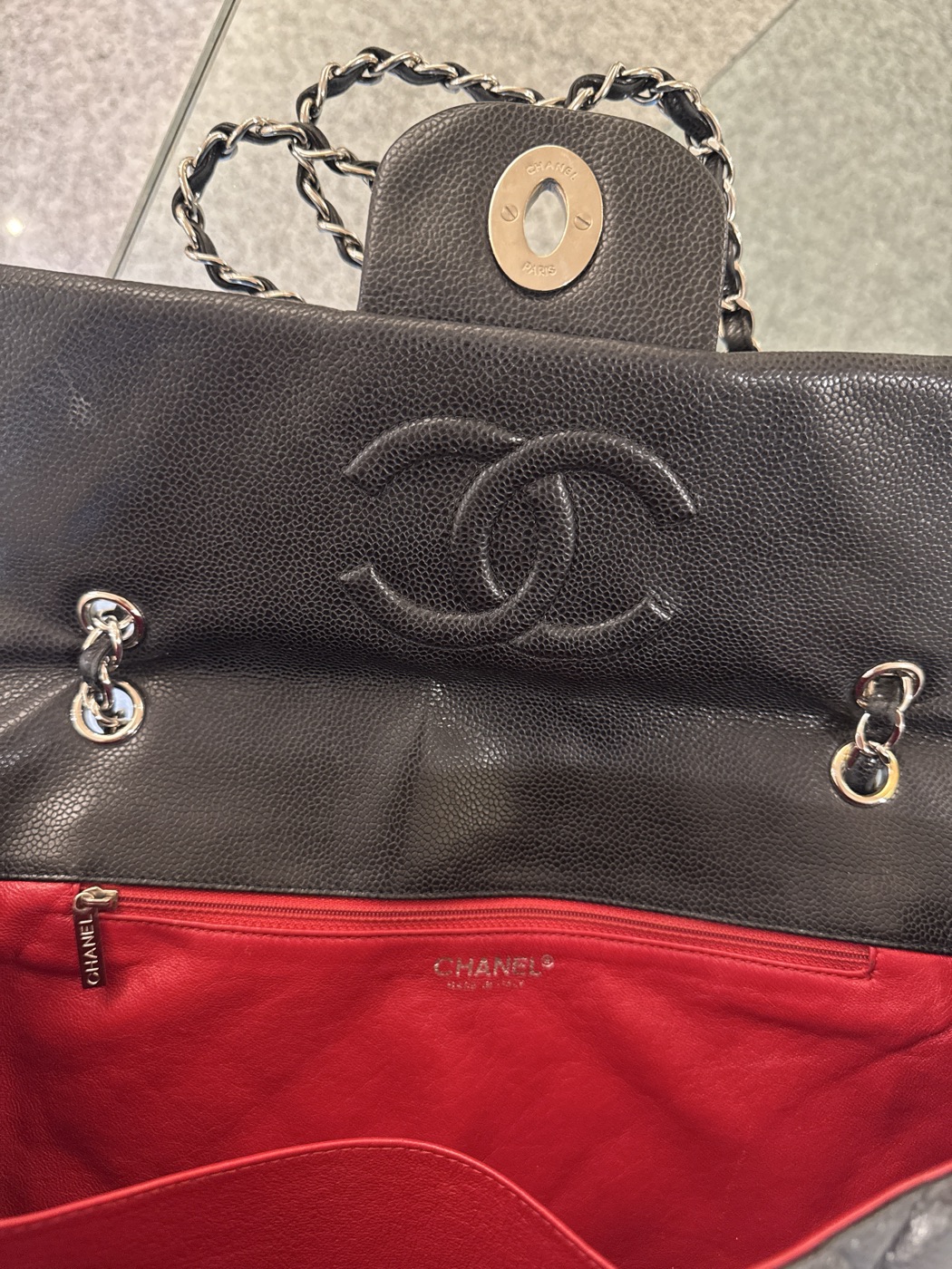 Chanel Timeless bag with silver details